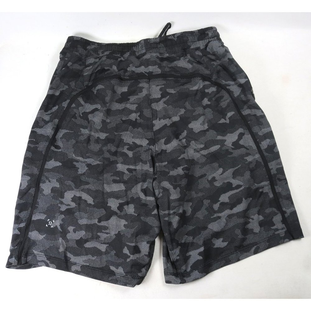 Lululemon Medium PACE BREAKER Lined Running Shorts 9" Camo Black Gray